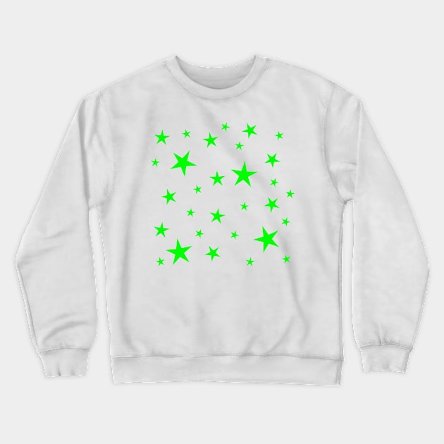 Bright Neon Green Stars Pattern Crewneck Sweatshirt by stuartjsharples